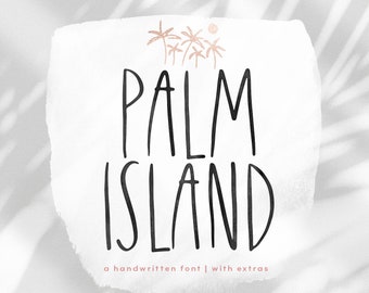 Palm Island Font - Handwritten Font with Doodles, Fonts for Cricut, Tropical Font, Farmhouse Font, Palm Trees Font, Rustic Font