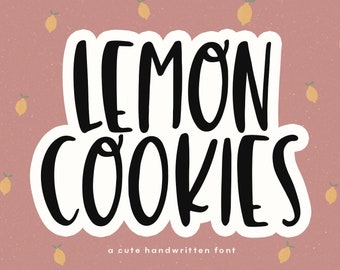 Lemon Cookies Font - Quirky Handwritten Font, Smooth Font, Cricut Font, Silhouette Fonts, Tall Font, Procreate Font