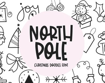 North Pole Doodles Font, Christmas Doodles, Winter Font, Cricut Font, Christmas Dingbats, Procreate Font, Christmas Fonts