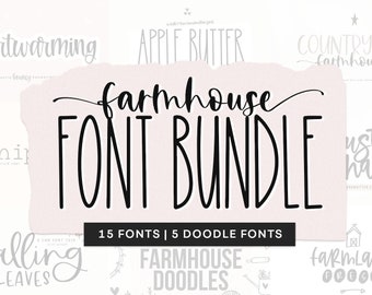 Farmhouse Font Bundle - Fonts for Crafters, Cricut Fonts, Farmhouse Fonts, Rustic Fonts, Country Fonts, Fonts for Cricut, Procreate Fonts