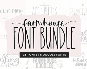 Farmhouse Font Bundle - Fonts for Crafters, Cricut Fonts, Farmhouse Fonts, Rustic Fonts, Country Fonts, Fonts for Cricut, Procreate Fonts