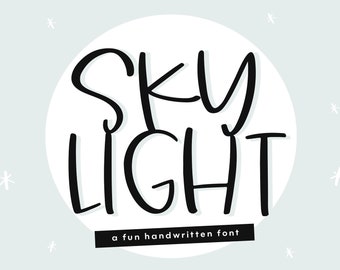 Fonte Sky Light - Fonte manuscrita, Fonte peculiar, Fonte Cricut, Fonte Procreate, Fontes para Cricut, Fontes fofas