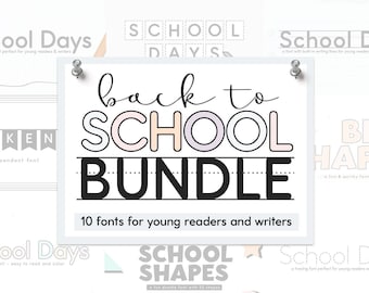 School Fonts Bundle - Tracing Fonts, Handwriting Lines Fonts, Cricut Fonts, Fonts for Teachers, Kids Fonts, Writing Fonts, Teacher Fonts