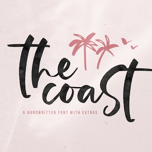 The Coast Font - Fett handschriftliche Schrift - Mit Extra Doodle Schriftart, Cricut Schriften, Kalligraphie, Tropische Schriftart, Modern
