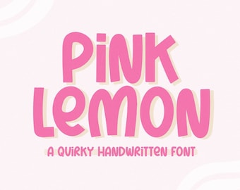 Pink Lemon Font - Quirky Font, Cricut Font, Procreate Fonts, Bouncy Font, Fonts for Cricut, Handwritten Fonts, Cute Font