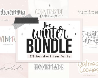 WINTER FONT BUNDLE - Handwritten Fonts, Script Fonts, Farmhouse Fonts, Cricut Fonts, Winter Fonts, Procreate Fonts, Cricut Font Bundle