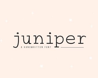 May include: A handwritten font called "juniper" with a simple, clean design. The text is in black against a light pink background.