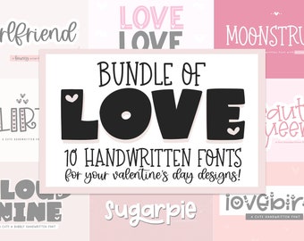 Font Bundle - Valentine's Day Fonts, Cute Fonts, Heart Font, Cricut Fonts, Love Fonts, Script Font, Procreate Fonts, Cricut Font Bundle