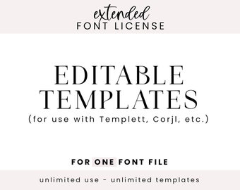 EXTENDED Font License for ONE Font - Use with Canva, Corjl and Templett -  Logo Templates, Website Templates, Editable Templates
