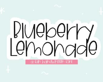Blueberry Lemonade - Quirky Handwritten Font, Fonts for Cricut, Crafting Fonts, Kids Font, Teacher Font, Cricut Fonts