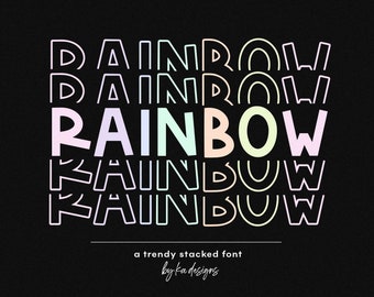 Rainbow Font - Stacked Font, Mirror Font, Cricut Font, Stacked Letters, Fonts for Cricut, Stacking Font, Cricut Font, Procreate Fonts