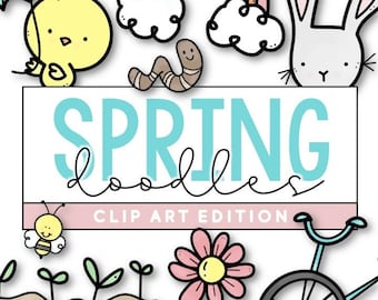 Spring Clip Art, Spring Illustrations, Arc-en-ciel, Spring Images, Cute Clip Art, Clip Art pour les enseignants, Bunny Clip Art, Illustrations