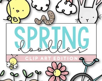 Spring Clip Art, Spring Illustrations, Rainbow, Spring Images, Cute Clip Art, Clip Art for Teachers, Bunny Clip Art, Illustrations
