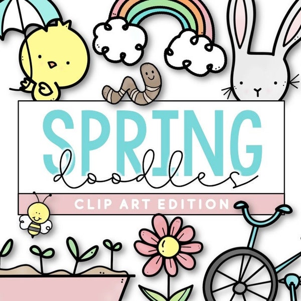 Spring Clip Art, Spring Illustrations, Rainbow, Spring Images, Cute Clip Art, Clip Art for Teachers, Bunny Clip Art, Illustrations