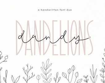 Dandy Dandelions - Handwritten Script / Serif Font DUO - TTF / OTF