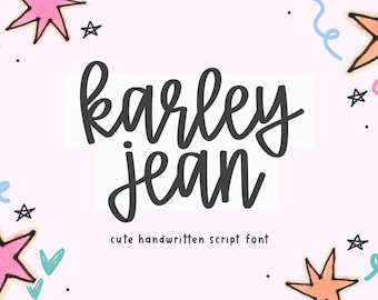 Karley Jean Font - Cute Preppy Font, Cursive Font, Cricut Fonts, Banner Fonts, Canva Fonts, Script Font, Bouncy Font, Teacher Fonts