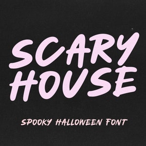 Fuente Scary House - Fuente de Halloween, Fuentes Cricut, Fuente manuscrita, Fuente espeluznante, Fuentes para Cricut, Fuente de marcador, Fuente desordenada, Fuente Procreate