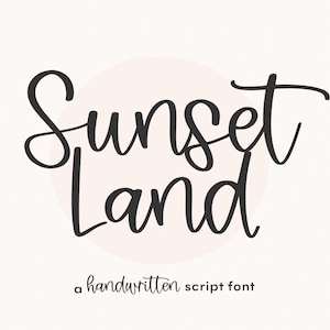 Fuente Sunset Land - Fuente de escritura manuscrita, Fuentes Cricut, Fuente moderna, Fuentes de granja, Fuentes para Cricut, Fuente animosa, Fuente cursiva