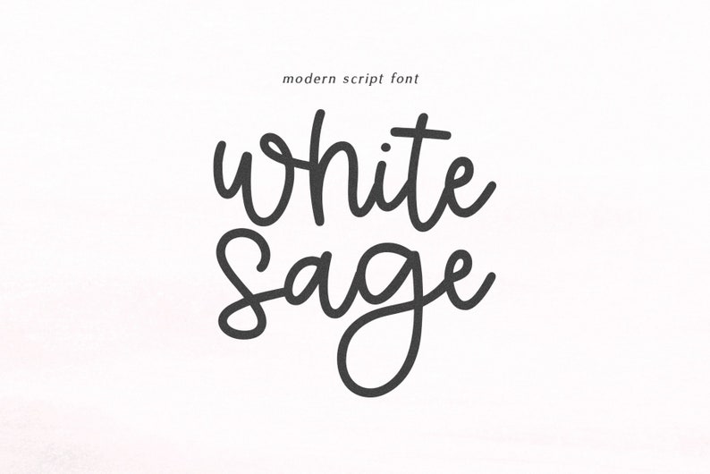 Peut inclure: Police d'&eacute;criture White Sage de style moderne. La police est &eacute;crite en style cursive avec une &eacute;criture fluide.