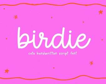 Birdie Font - Handwritten Script Font, Cricut Fonts, Cute Script Font, Goodnotes Font, Cursive Font, Canva Font, Laser Fonts, Banner Fonts