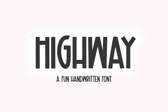 Highway Font - Handwritten Font, Cricut Fonts, Cute Font, Procreate Fonts, Fonts for Cricut, Tall Font, Block Font, Cute Font, Teacher Fonts