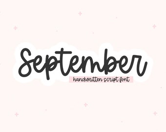 September Font - Handwritten Script Font, Cricut Fonts, Calligraphy, Modern Font, Fonts for Cricut, Cursive Font, Procreate Font, Monoline