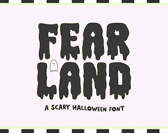 Fuente Fear Land: Fuente con efecto goteo, Fuentes Cricut, Fuente de Halloween, Fuente espeluznante, Fuentes Canva, Fuentes con efecto goteo, Fuentes aterradoras, Fuentes para profesores, Fuentes láser