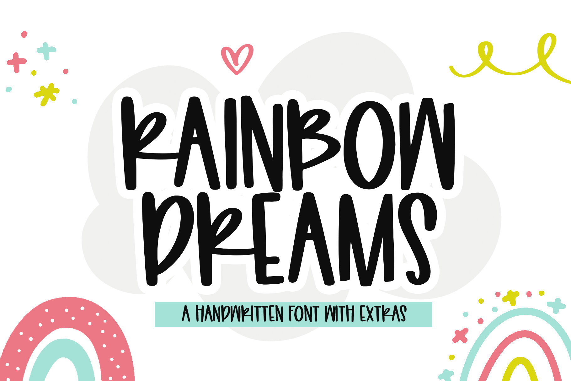 Rainbow Dreams Font - Cute Handwritten Font With Extras, Cricut Fonts,  Banner Fonts, Doodle Font, Dingbat, Rainbows, Canva Font, Preppy Font - Etsy, image size:1820x1214