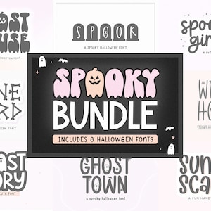 Halloween Font Bundle, Spooky Fonts, Dripping Font, Cricut Font Bundle, Cricut Fonts, Bones Font, Halloween Fonts, Retro Halloween Fonts