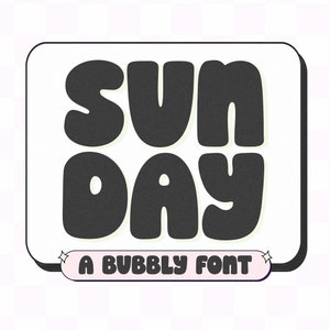 Fonte de domingo - Fonte Groovy, Fonte Bubbly, Fontes Cricut, Fontes Procreate, Fontes para Cricut, Fontes para professores, Fonte fofa, Fonte retrô, Fonte bolha