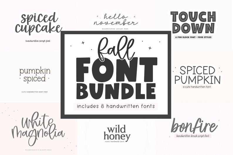 Fall Font Bundle - Handwritten Fonts, Cricut Font Bundle, Farmhouse ...