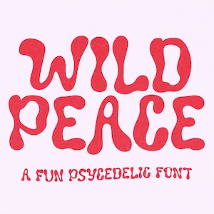 Wild Peace Retro Font - Groovy Font, Wavy Font, Hippie Font, Cricut Fonts, y2k Fonts, Fonts for Cricut, Bubbly Font, Retro, Canva Font