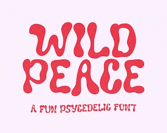 Wild Peace Retro Font - Groovy Font, Wavy Font, Hippie Font, Cricut Fonts, y2k Fonts, Fonts for Cricut, Bubbly Font, Retro, Canva Font