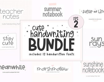 Font Bundle - Cute Fonts, Handwriting Fonts, Cricut Font Bundle, Goodnotes Fonts, Planner Fonts, Print Fonts, Procreate Fonts, Teacher Fonts