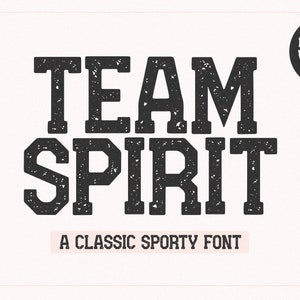 Team Spirit Distressed Font - Sport lettertype, Retro lettertype, Cricut lettertypen, College lettertype, Grunge lettertype, Letterman lettertype, lettertype voor truien