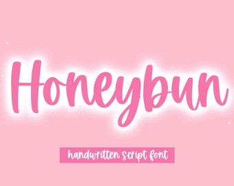Fonte Honeybun - Fonte Script Manuscrita em Negrito, Fontes Cricut, Caligrafia, Fonte Procreate, Fonte Suave, Fontes Artesanais, Fonte Script, Fonte Casamento