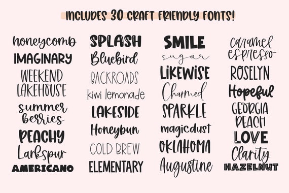 Font Bundle 30 Fonts for Crafters, Cricut Fonts, Cute Fonts
