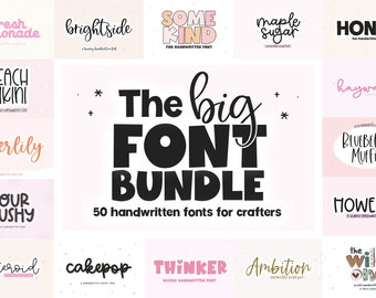 Font Bundle - Cute Fonts, Cricut Font Bundle, Script Fonts, Fonts for Cricut, Procreate Fonts, Retro Fonts, Handwritten Fonts, Fonts Bundle