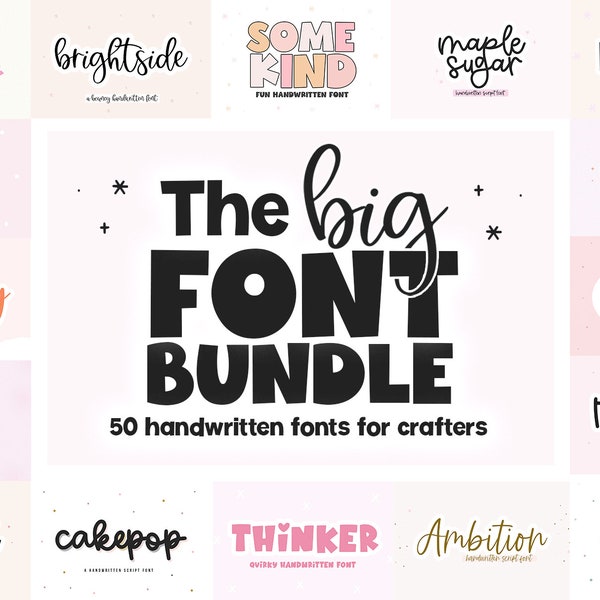 Font Bundle - Cute Fonts, Cricut Font Bundle, Script Fonts, Fonts for Cricut, Procreate Fonts, Retro Fonts, Handwritten Fonts, Fonts Bundle