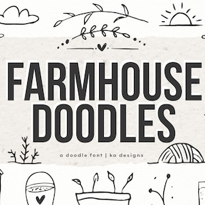 Farmhouse Doodles Font - A Dingbats Font, Farmhouse Images, Rustic Font - TTF file