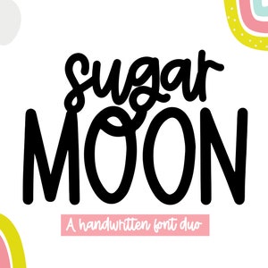 Sugar Moon Font - Fuente manuscrita DUO, Font Bundle, Fonts for Cricut, Procreate Fonts, Cursive Fonts, Cricut Font Bundle
