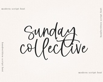Sunday Collective Font - Handwritten Script Font, Cricut Fonts, Cursive Font, Modern Calligraphy, Boho Font, Wedding Invitations Font