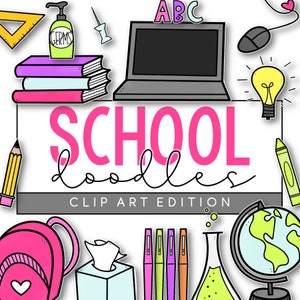 School Clip Art - Leraar Clip Art, Clip Art voor leraren, Klaslokaal Clip Art, School Illustraties, School Doodles