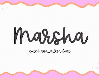 Marsha Script Font - Cute Fonts, Cursive Font, Cricut Fonts, Banner Fonts, Canva Fonts, Bouncy Font, Fonts for Cricut, Teacher Fonts