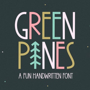 Carattere Green Pines - Carattere scritto a mano, Caratteri Cricut, Caratteri natalizi, Caratteri Procreate, Caratteri per Cricut, Caratteri alti, Caratteri albero, Caratteri foresta