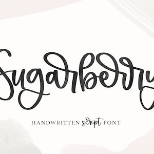 Fuente Sugarberry - Fuente de escritura manuscrita, Fuentes Cricut, Caligrafía moderna, Fuentes para Cricut, Fuente de boda, Fuente elegante, Fuente cursiva