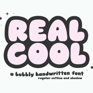 Real Cool Font - Retro Font, Groovy Font, Boho, Bubbly Font, Shadow Font, Modern Font, Hippie, 70s Font, Cricut Fonts, Procreate Fonts