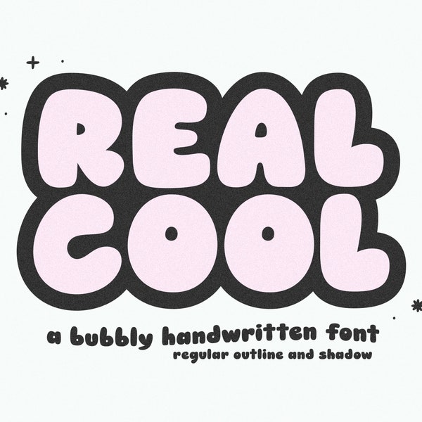 Fuente Real Cool - Fuente Retro, Fuente Groovy, Boho, Fuente Bubbly, Fuente Sombra, Fuente Moderna, Hippie, Fuente de los 70, Fuentes Cricut, Fuentes Procreate