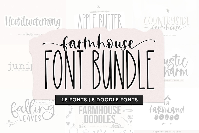 Farmhouse Font Bundle - Fonts for Crafters, Cricut Fonts, Farmhouse Fonts, Rustic Fonts, Country Fonts, Fonts for Cricut, Procreate Fonts 