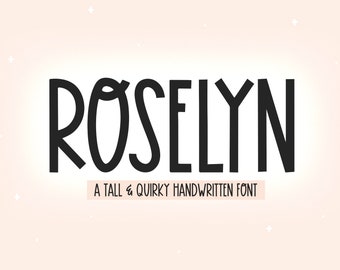 Roselyn Font - Tall Handwritten Font, Cricut Font, Quirky Font, Fonts for Cricut, Crafting Fonts, Procreate Fonts, Cute Fonts